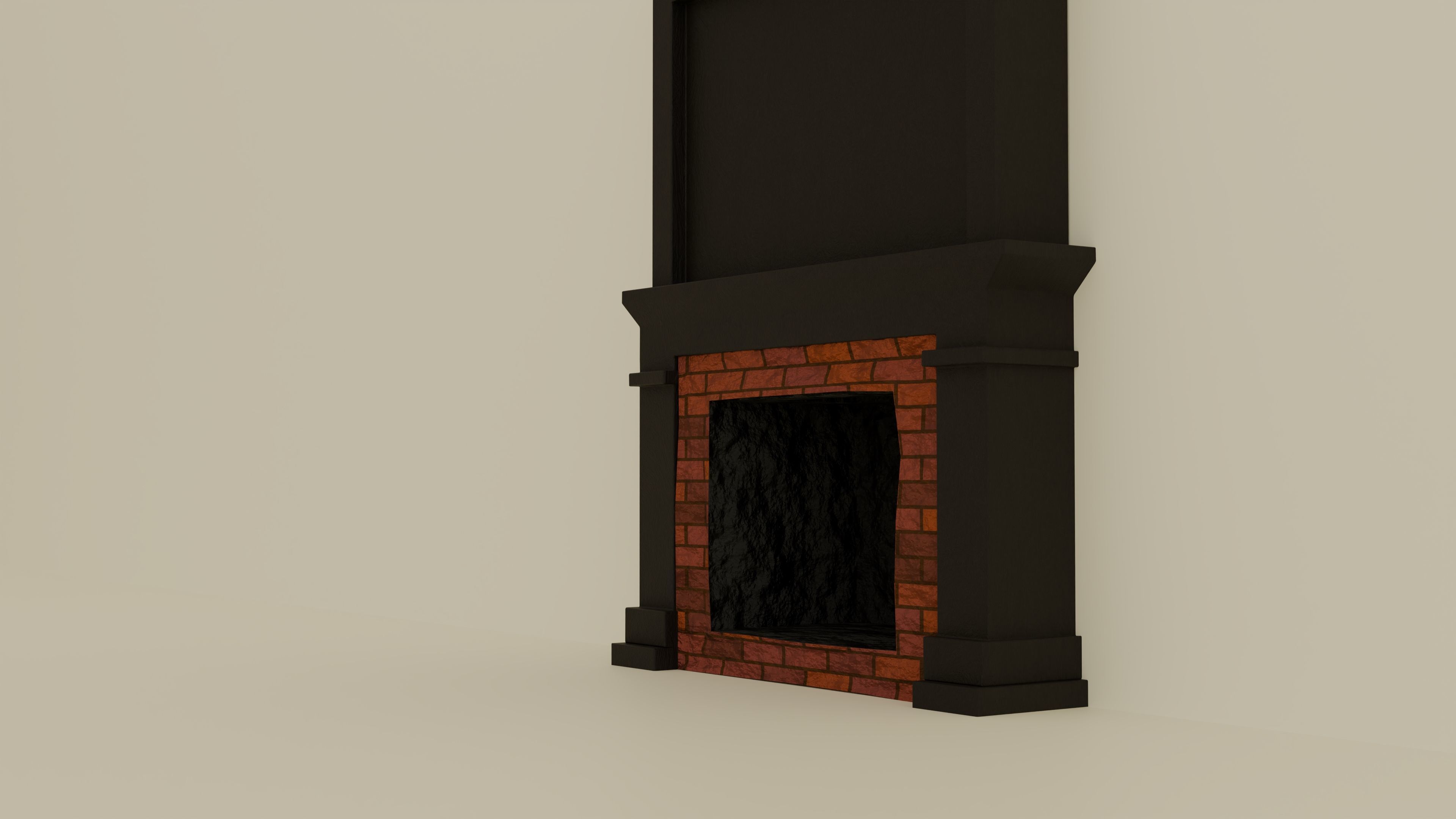 Fireplace Low-poly 3D model_3