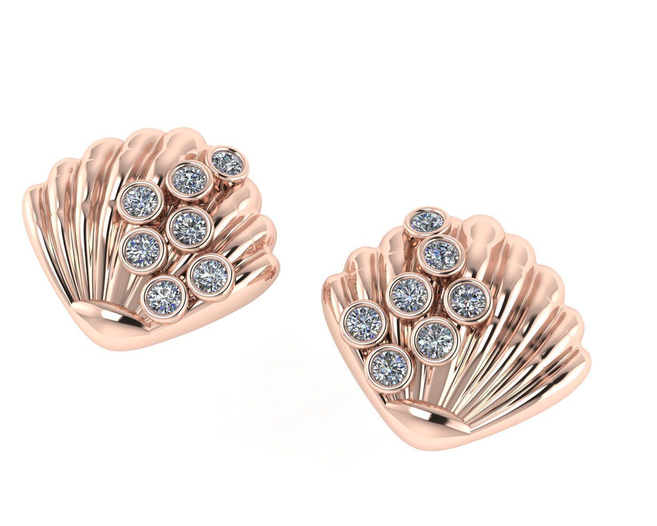 Diamond earring design 3d render 3D print model_1