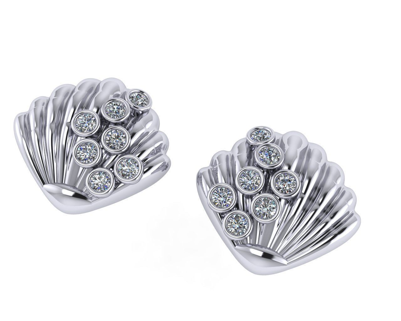 Diamond earring design 3d render 3D print model_2