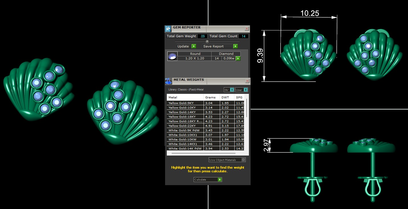Diamond earring design 3d render 3D print model_6