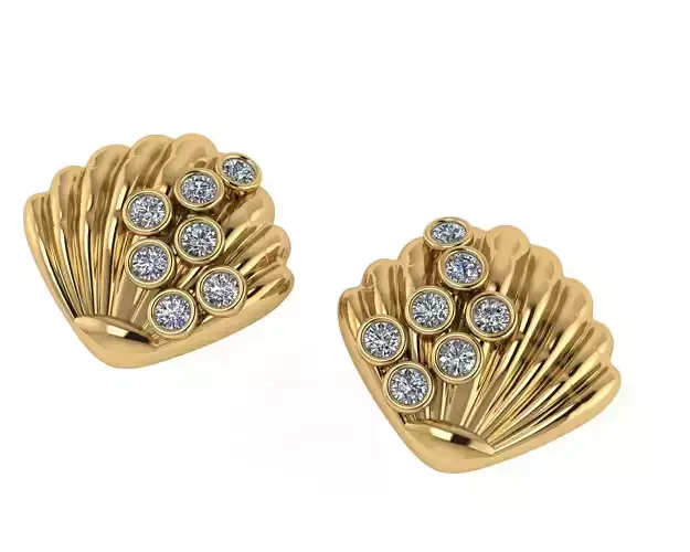 Diamond earring design 3d render