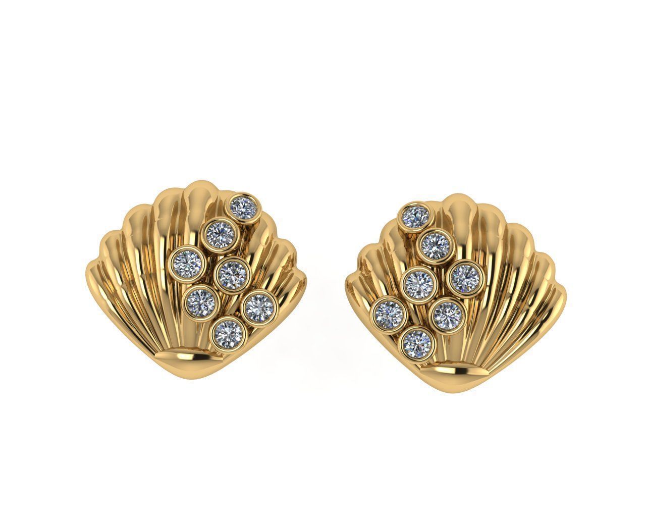 Diamond earring design 3d render 3D print model_3