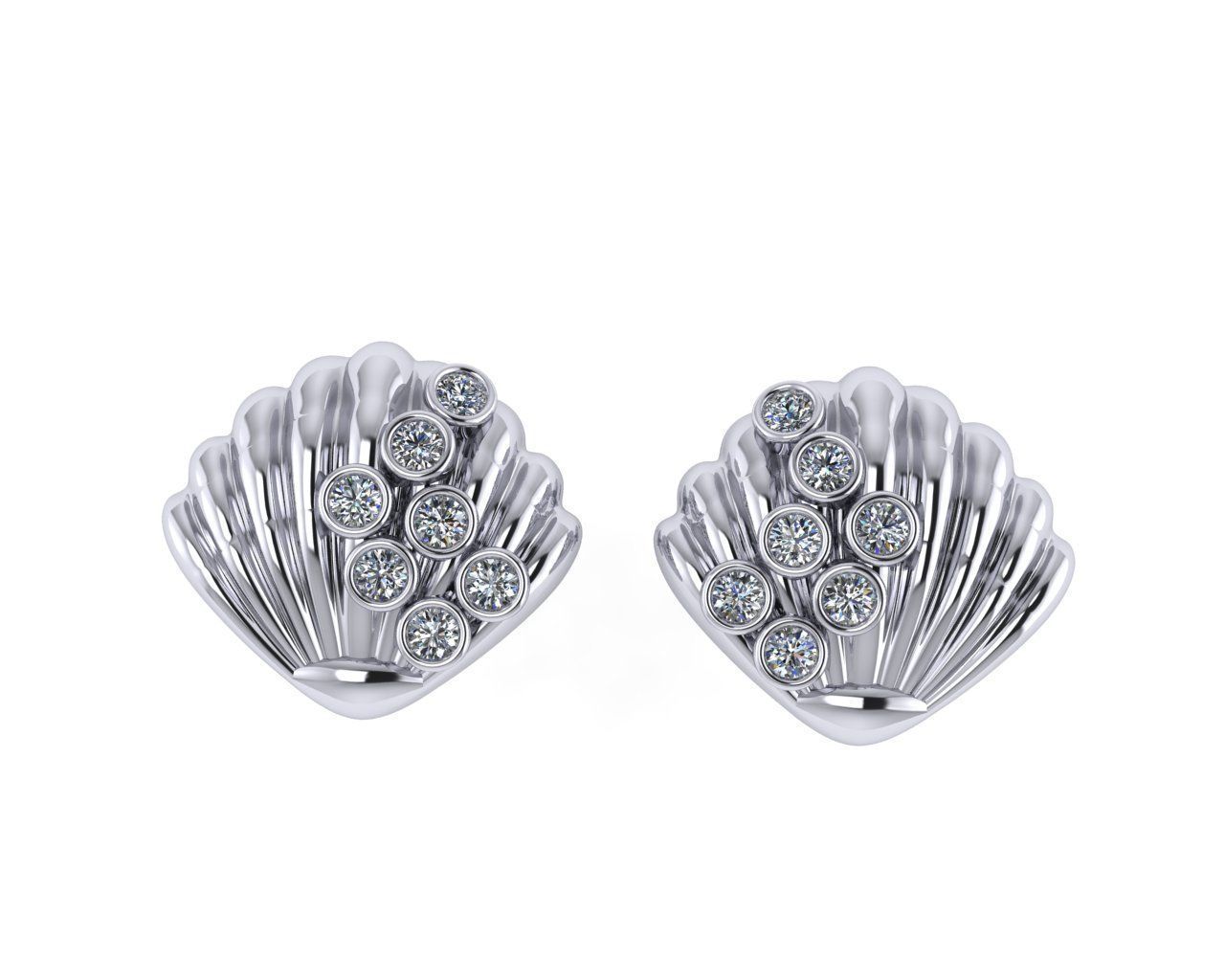 Diamond earring design 3d render 3D print model_5
