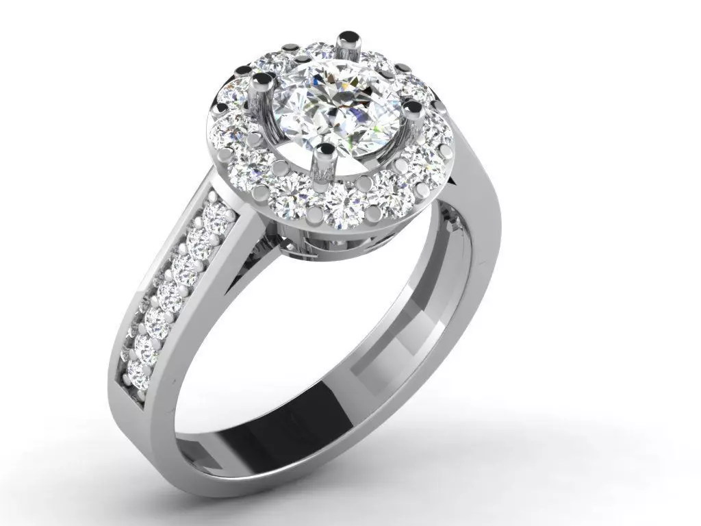 Light Weight White Gold Diamond Ring DR-6722 3D print model