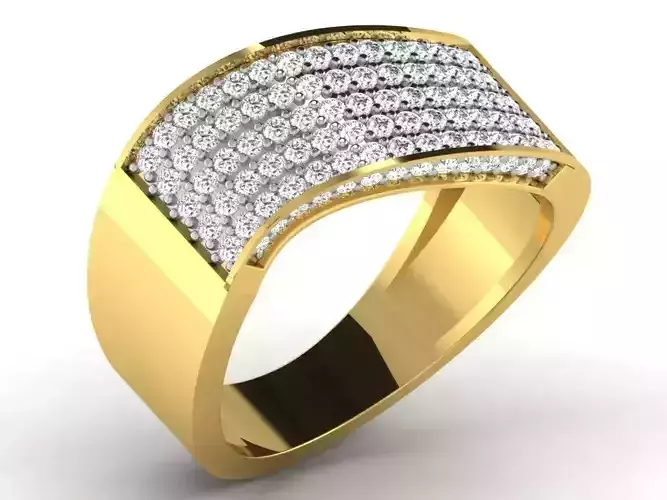 Light Weight Yellow Gold Diamond Ring DR-6733