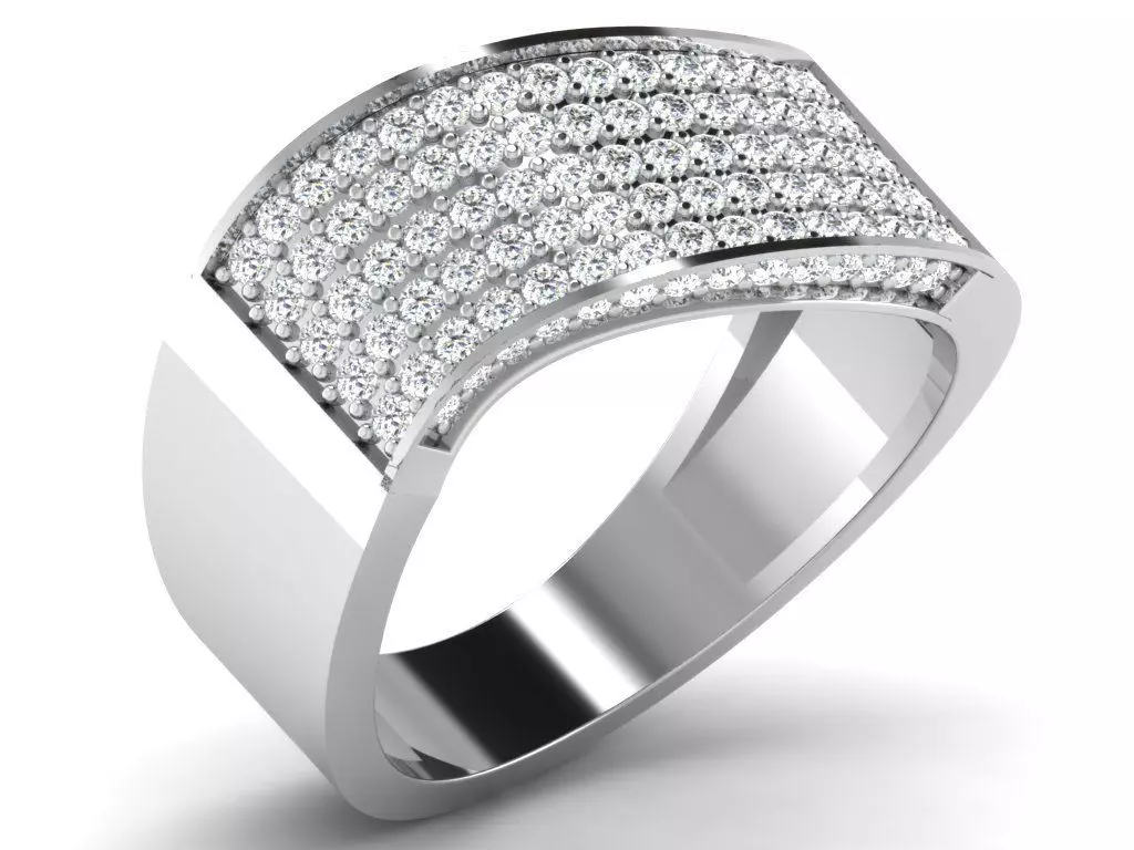 Light Weight White Gold Diamond Ring DR-6734 3D print model