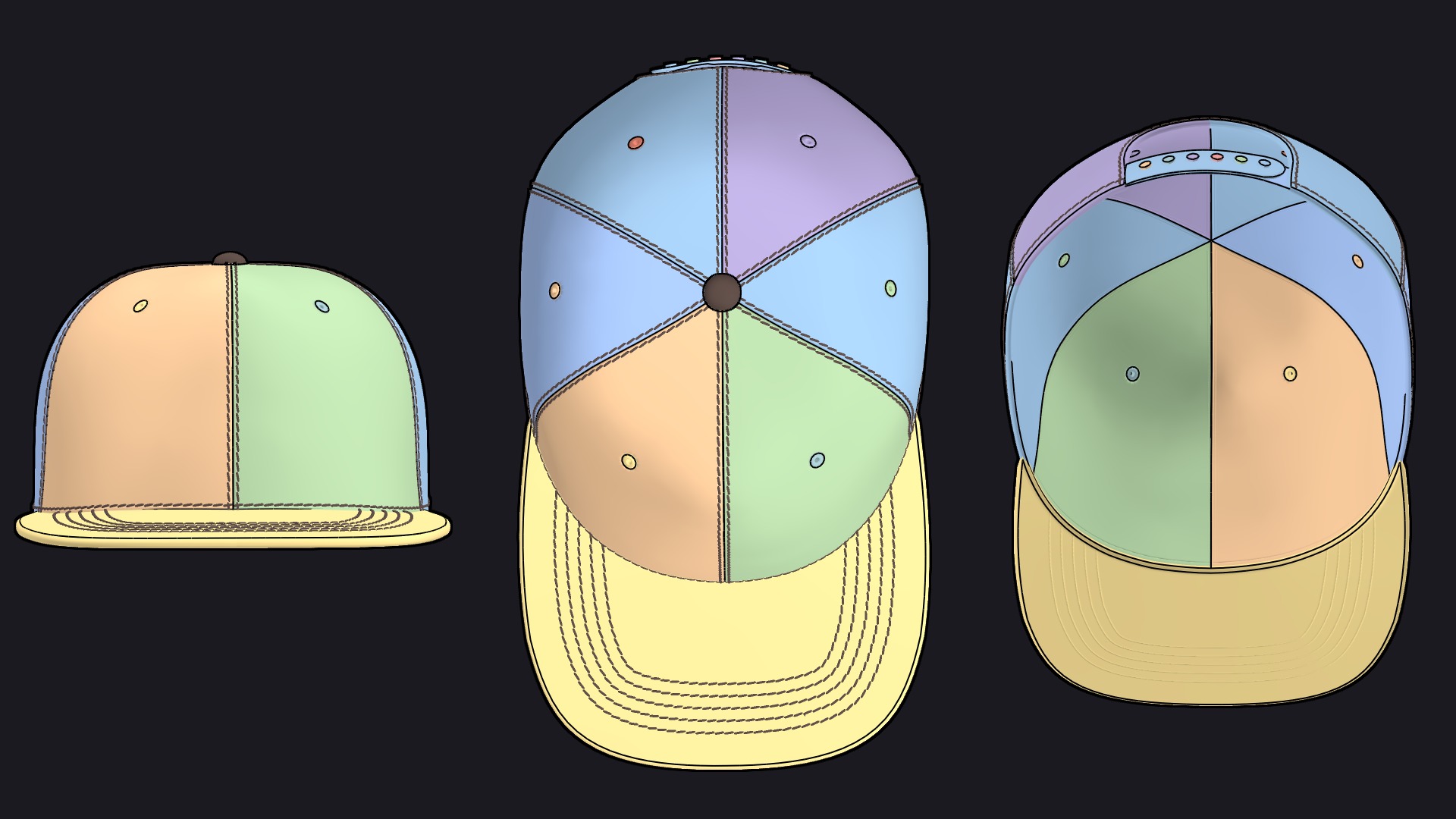 BASIC SNAPBACK CAP mv2 highpoly 3D model_4