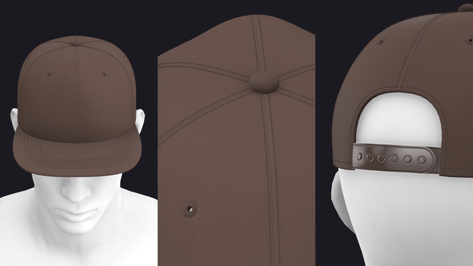 BASIC SNAPBACK CAP mv2 highpoly 3D model_3