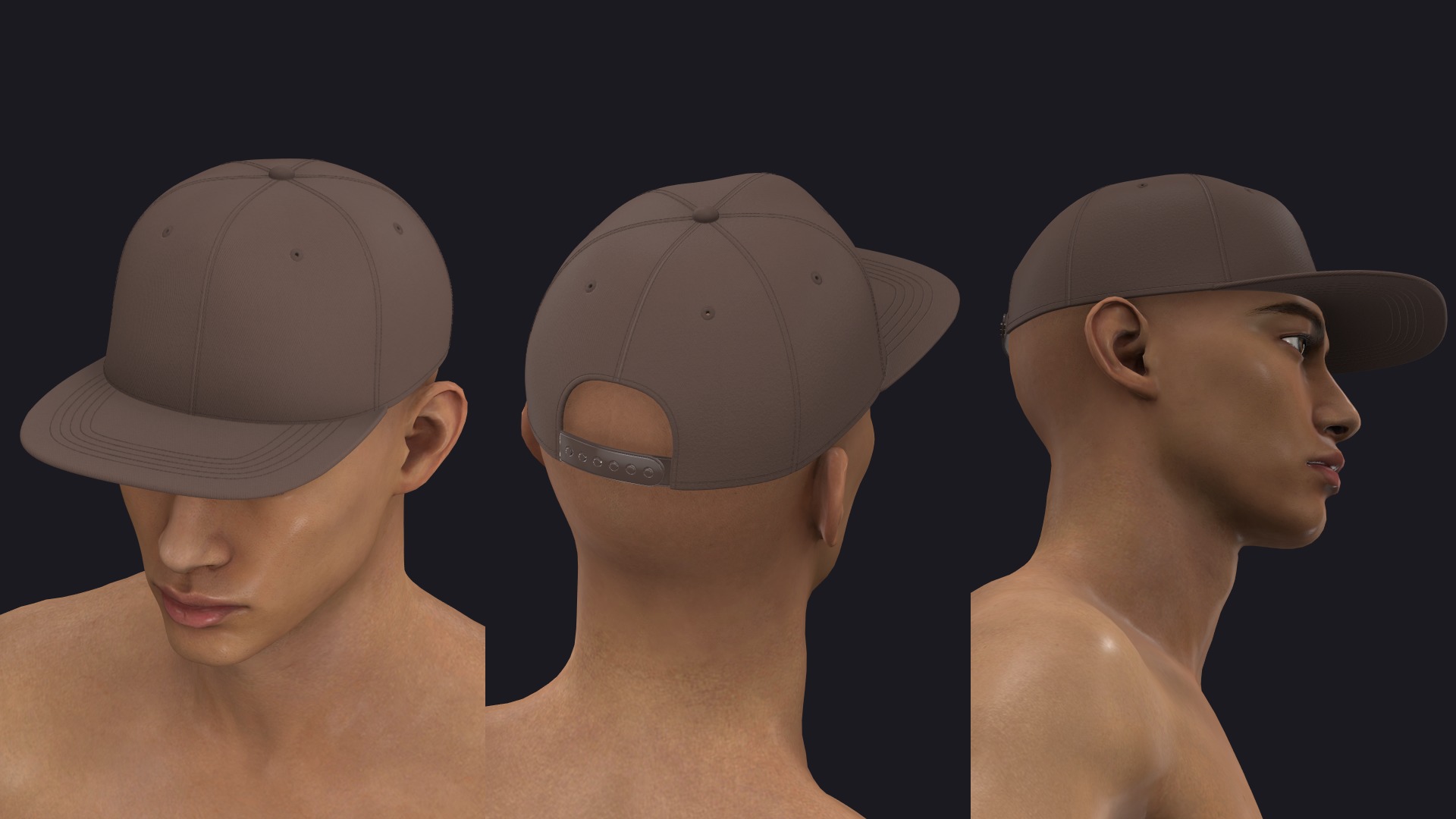 BASIC SNAPBACK CAP mv2 highpoly 3D model_2