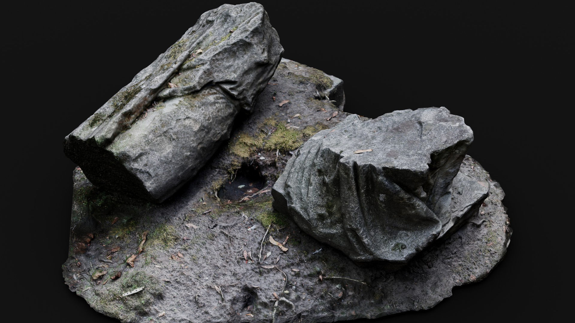 ancient mossy ruins damaged monument photogrammetry Low-poly 3D model_2
