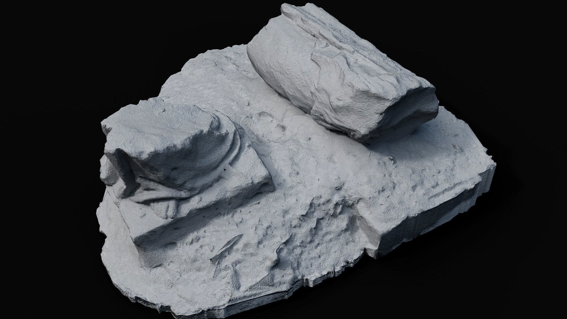 ancient mossy ruins damaged monument photogrammetry Low-poly 3D model_7