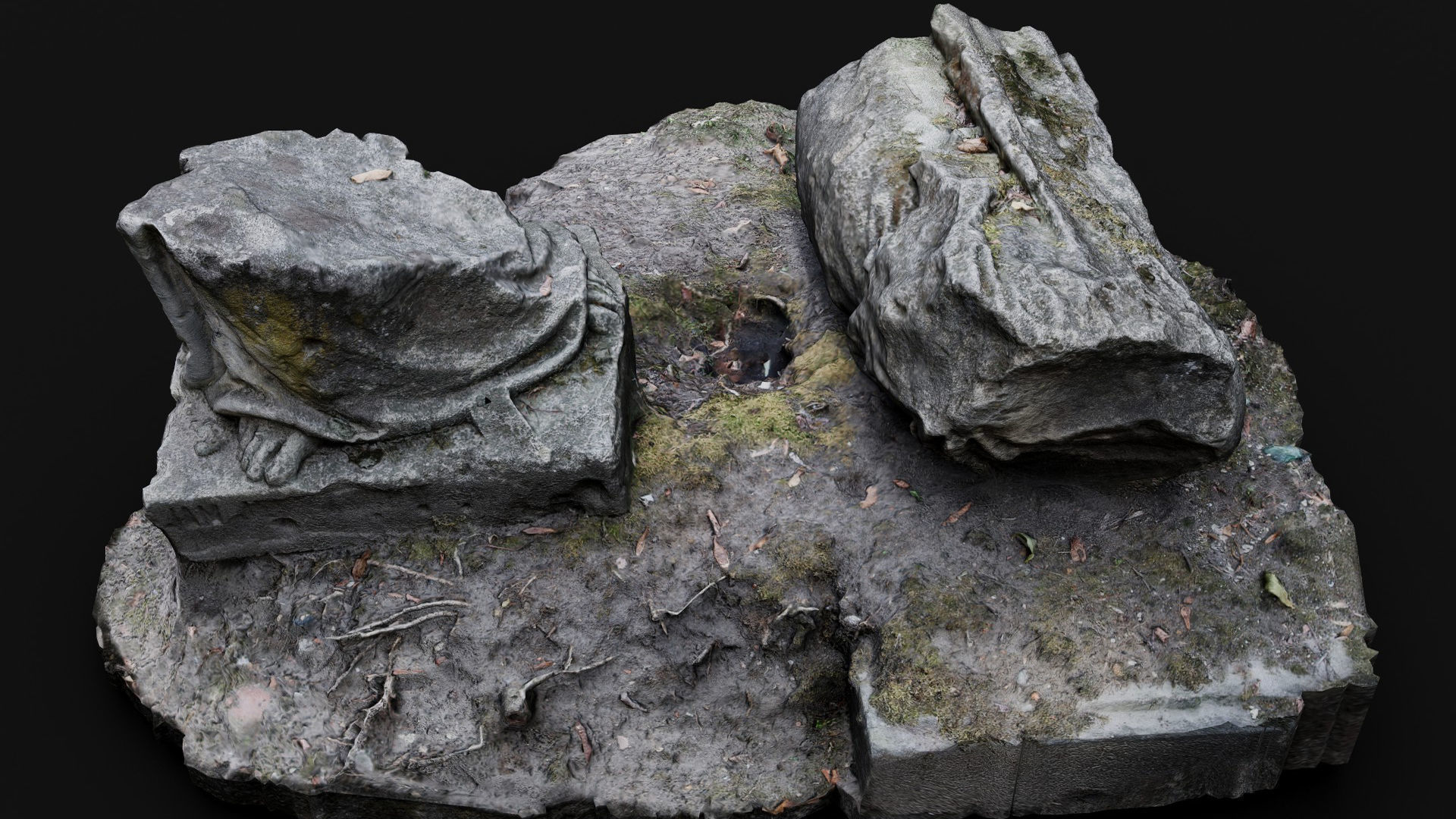 ancient mossy ruins damaged monument photogrammetry Low-poly 3D model_3