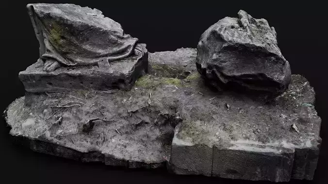 ancient mossy ruins damaged monument photogrammetry