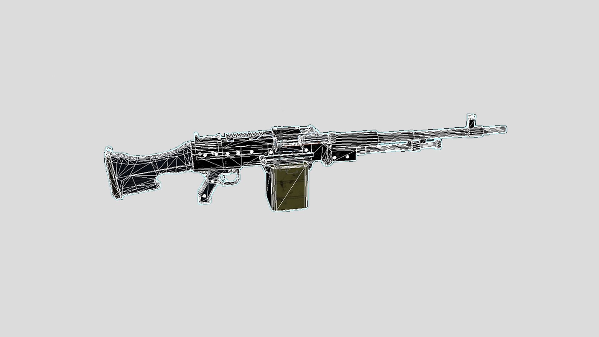 HMG-gun model 3d game ready model Low-poly 3D model Low-poly 3D model_29