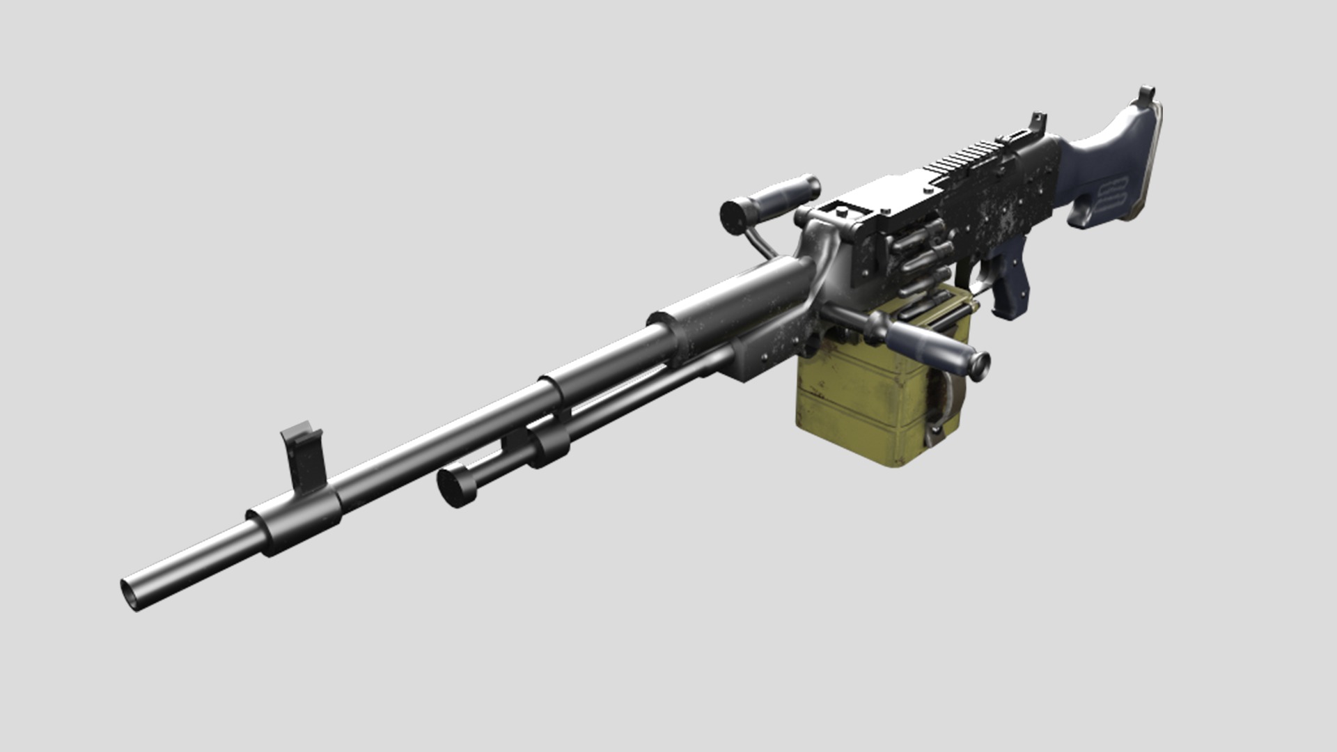 HMG-gun model 3d game ready model Low-poly 3D model Low-poly 3D model_8