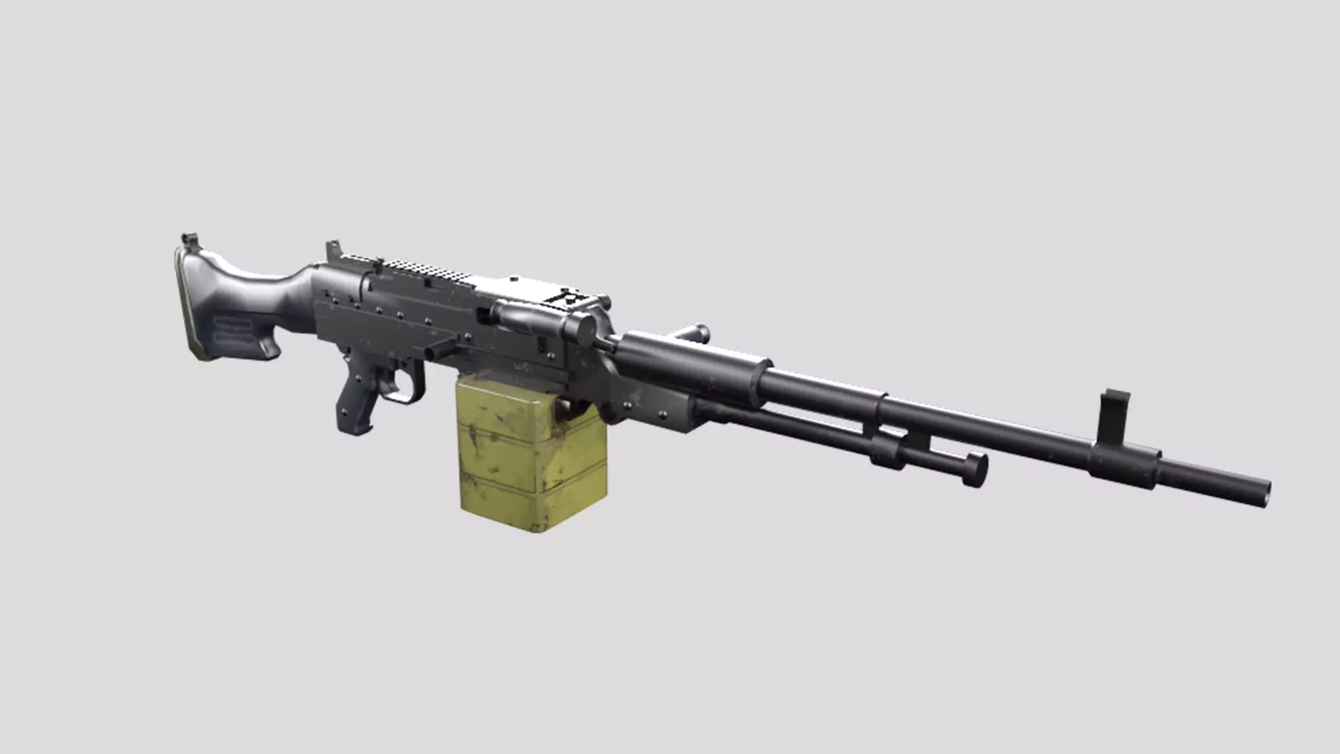 HMG-gun model 3d game ready model Low-poly 3D model Low-poly 3D model_0