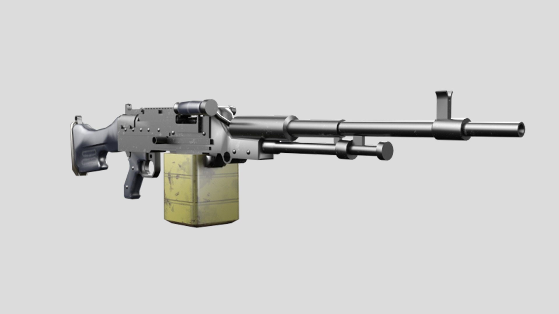 HMG-gun model 3d game ready model Low-poly 3D model Low-poly 3D model_4