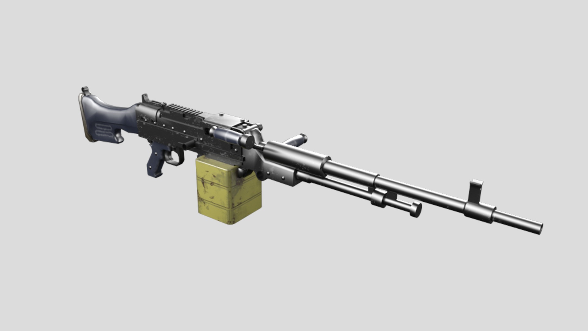 HMG-gun model 3d game ready model Low-poly 3D model Low-poly 3D model_3
