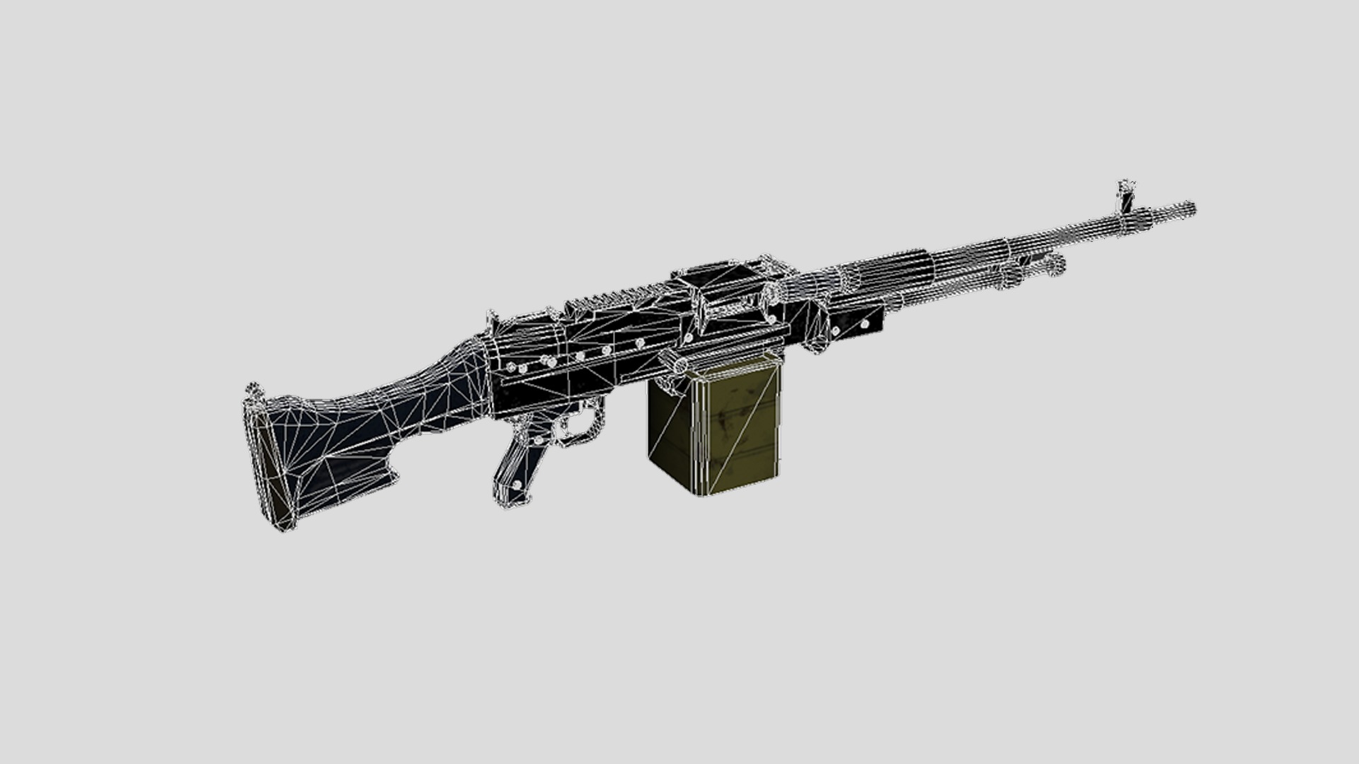 HMG-gun model 3d game ready model Low-poly 3D model Low-poly 3D model_30