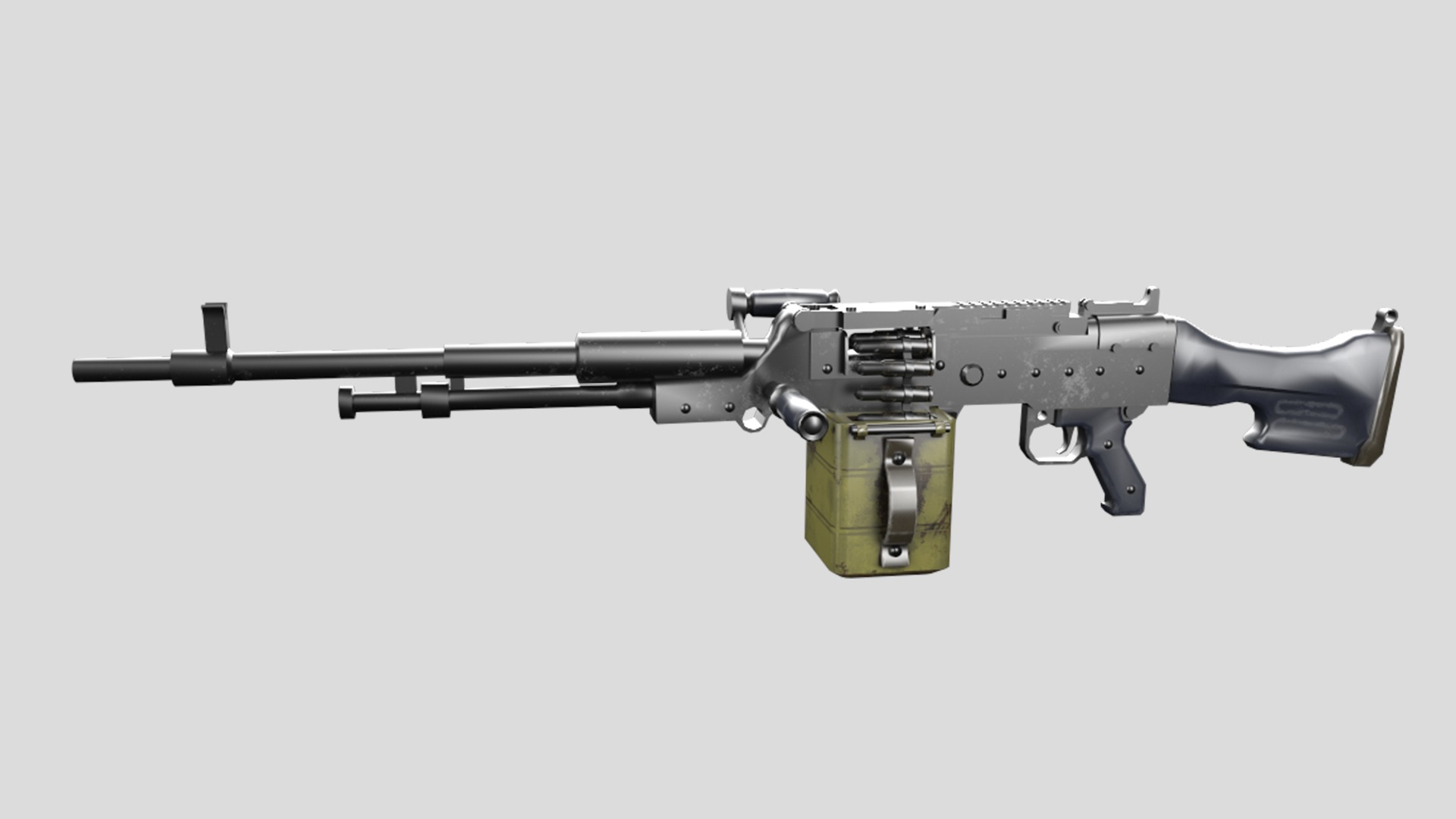 HMG-gun model 3d game ready model Low-poly 3D model Low-poly 3D model_1