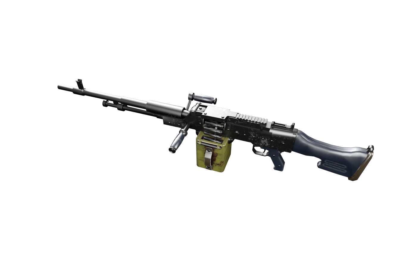 HMG-gun model 3d game ready model Low-poly 3D model Low-poly 3D model_21