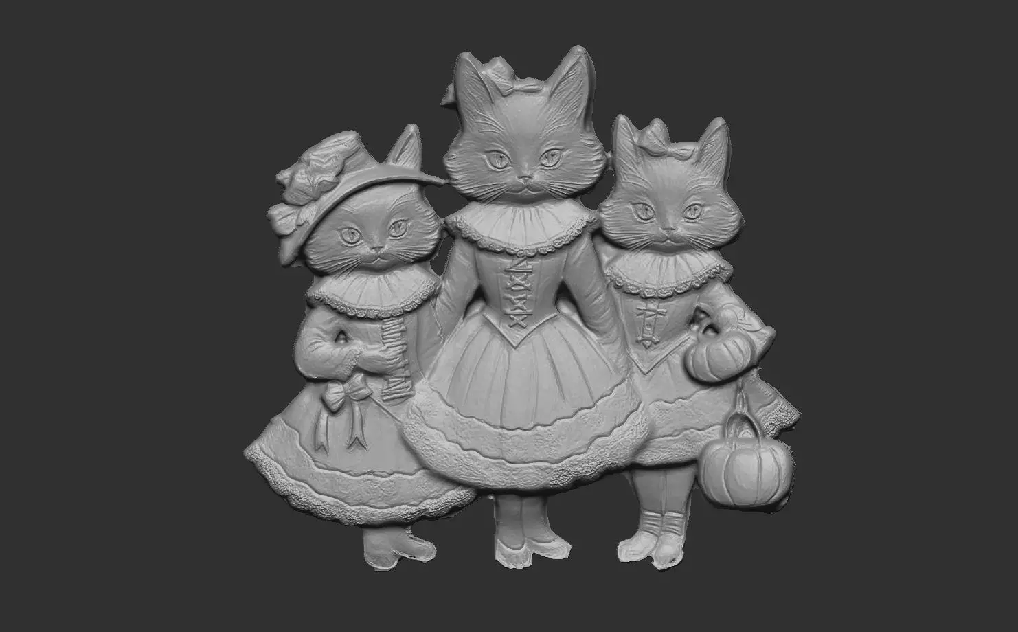 cute three cat hallowen decor 3D print model