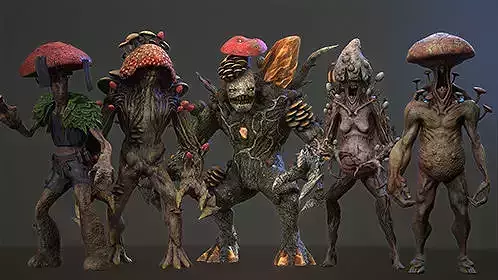 Monster Mushrooms Pack 3D Model Collection
