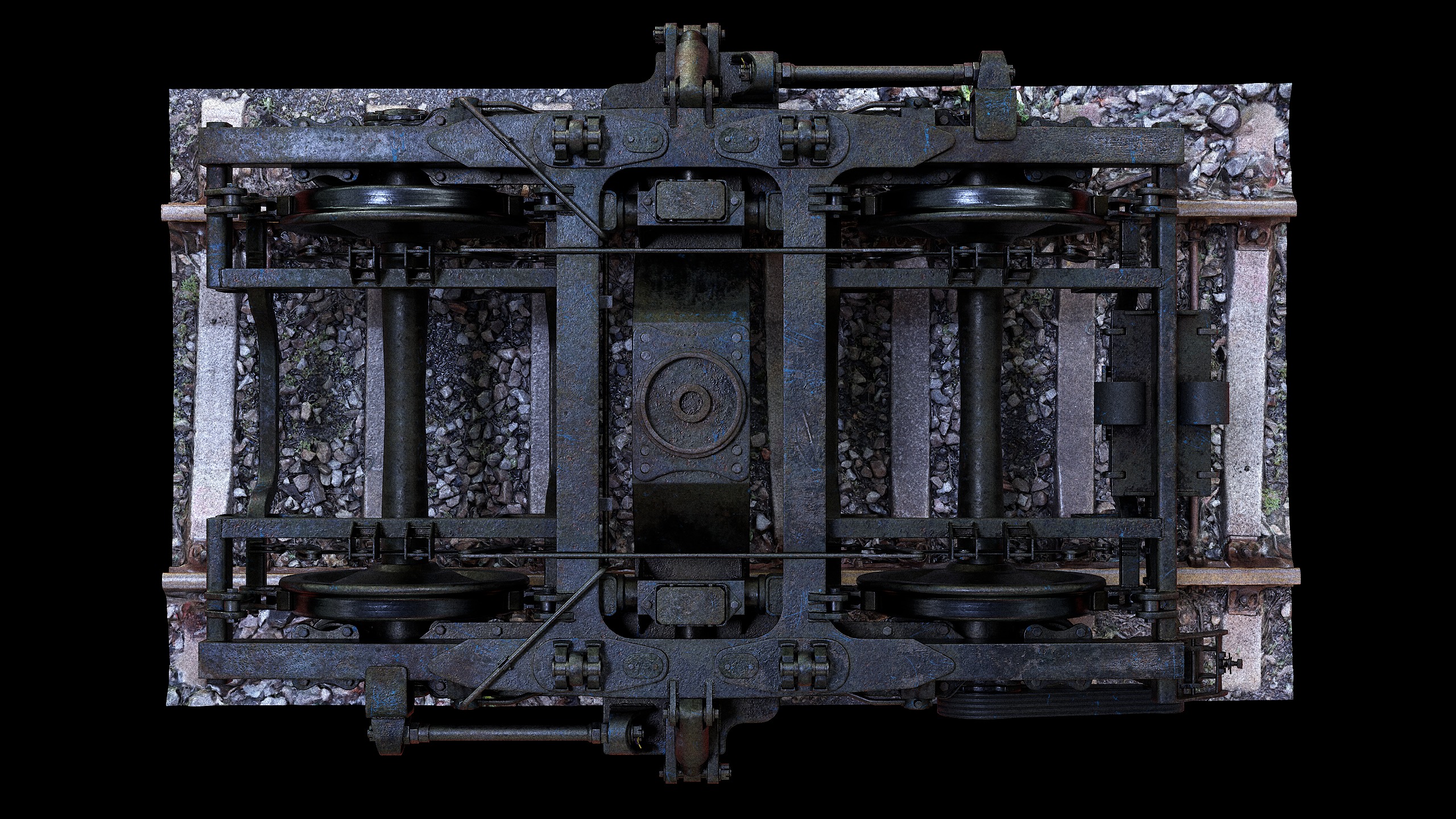 Railway Bogie of Passenger Wagon Low-poly 3D model_1