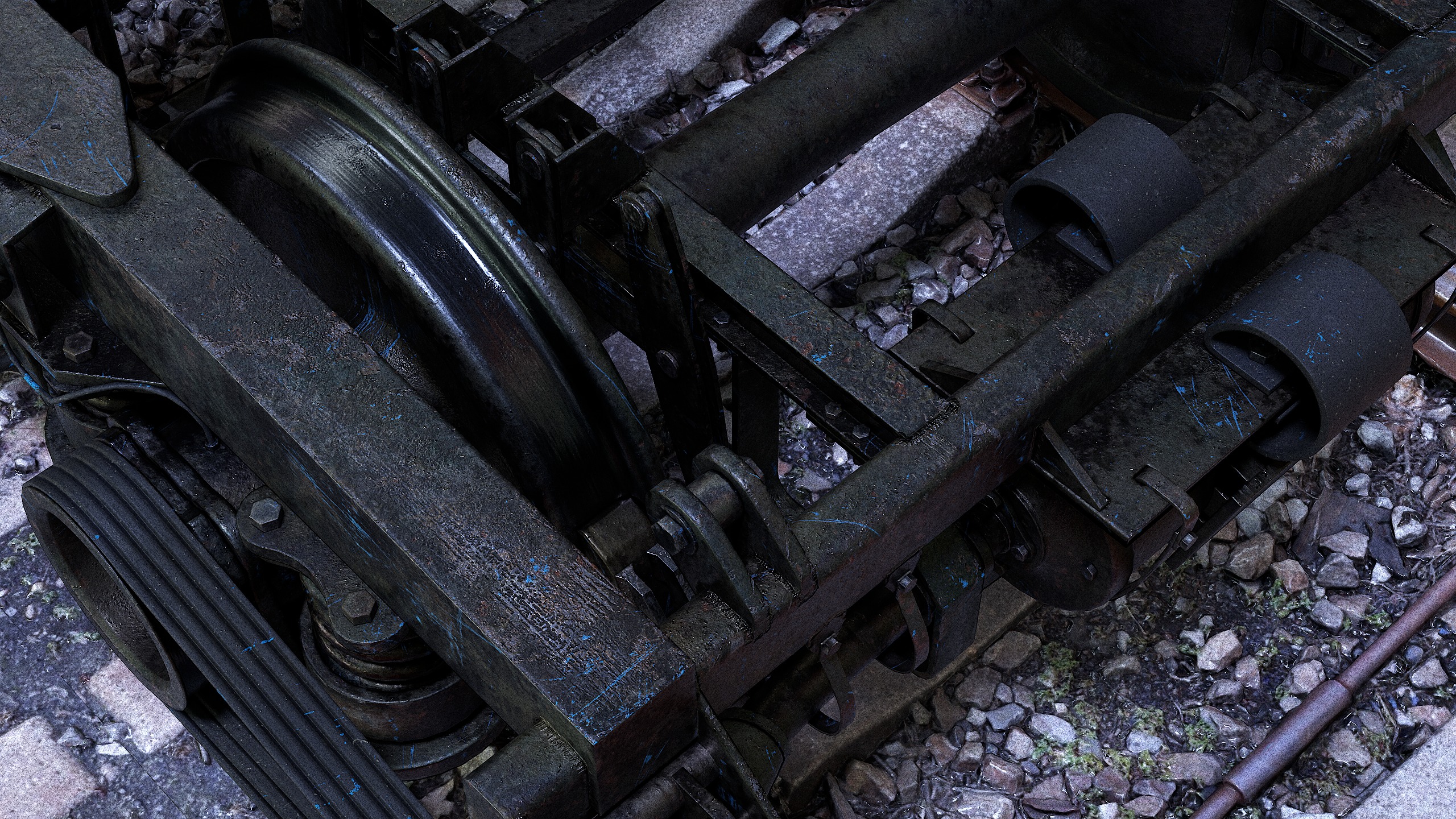 Railway Bogie of Passenger Wagon Low-poly 3D model_6