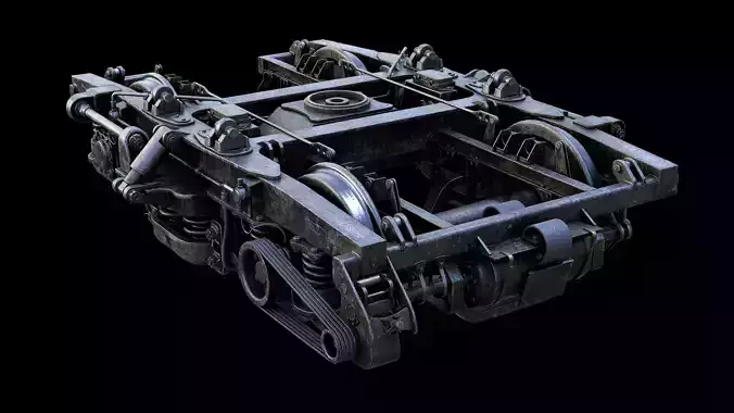 Railway Bogie of Passenger Wagon Low-poly 3D model Railway Bogie of Passenger Wagon Low-poly 3D model