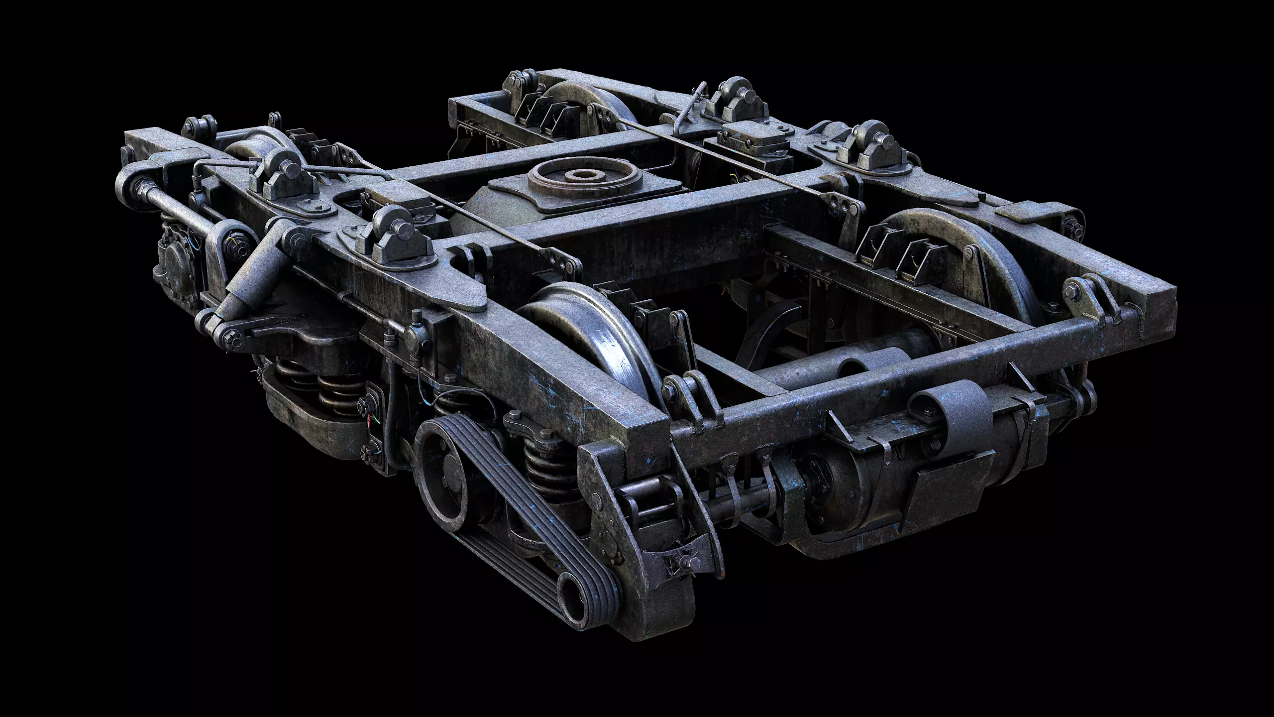 Railway Bogie of Passenger Wagon Low-poly 3D model_0