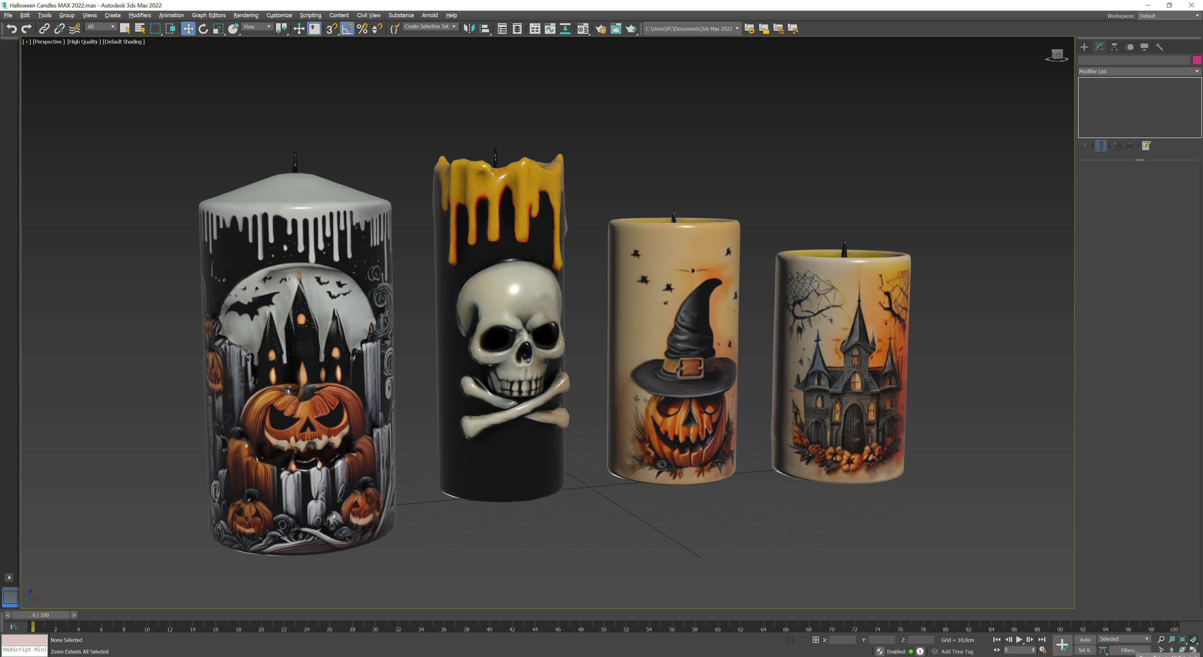 Halloween Candles Low-poly 3D model_10