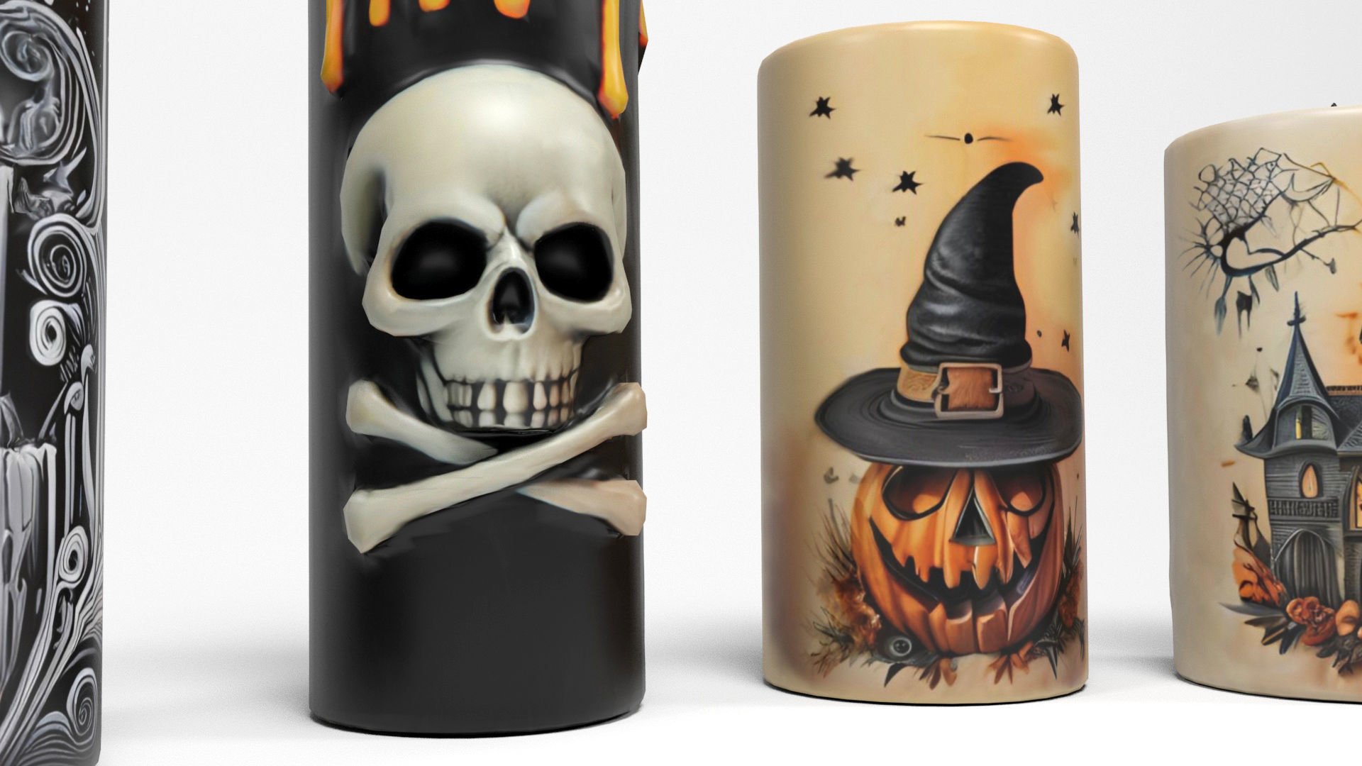 Halloween Candles Low-poly 3D model_7