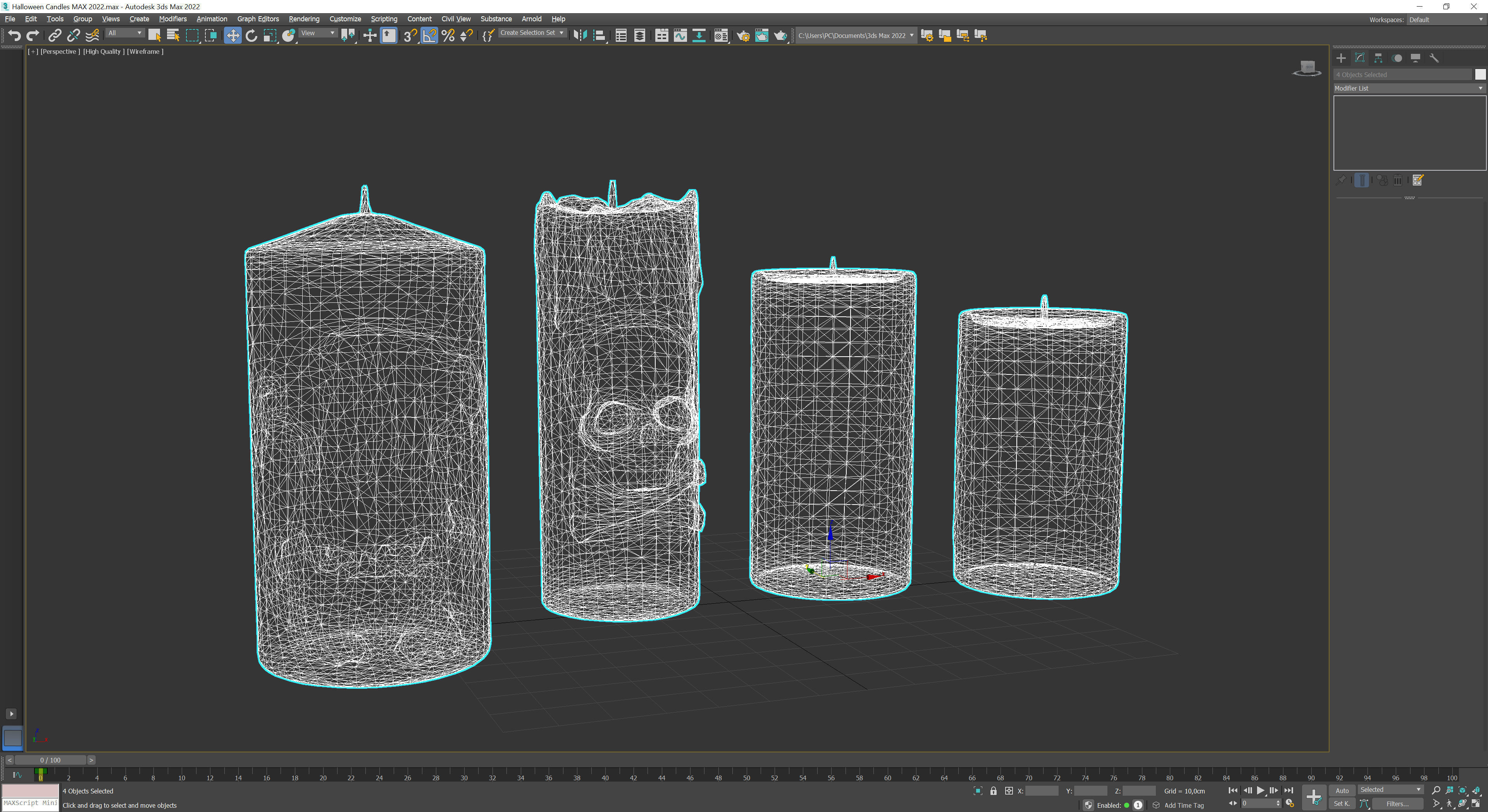 Halloween Candles Low-poly 3D model_12