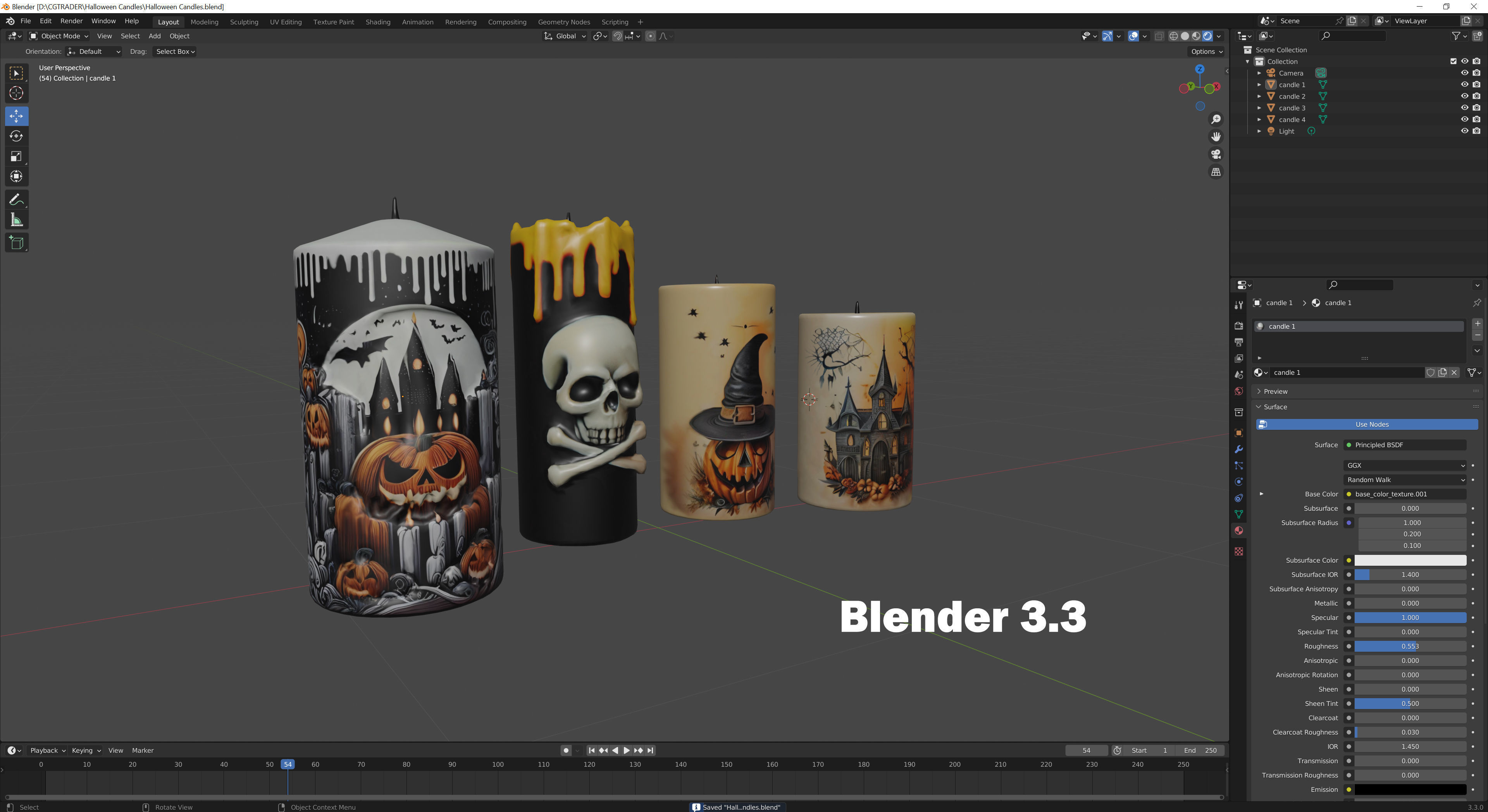 Halloween Candles Low-poly 3D model_11