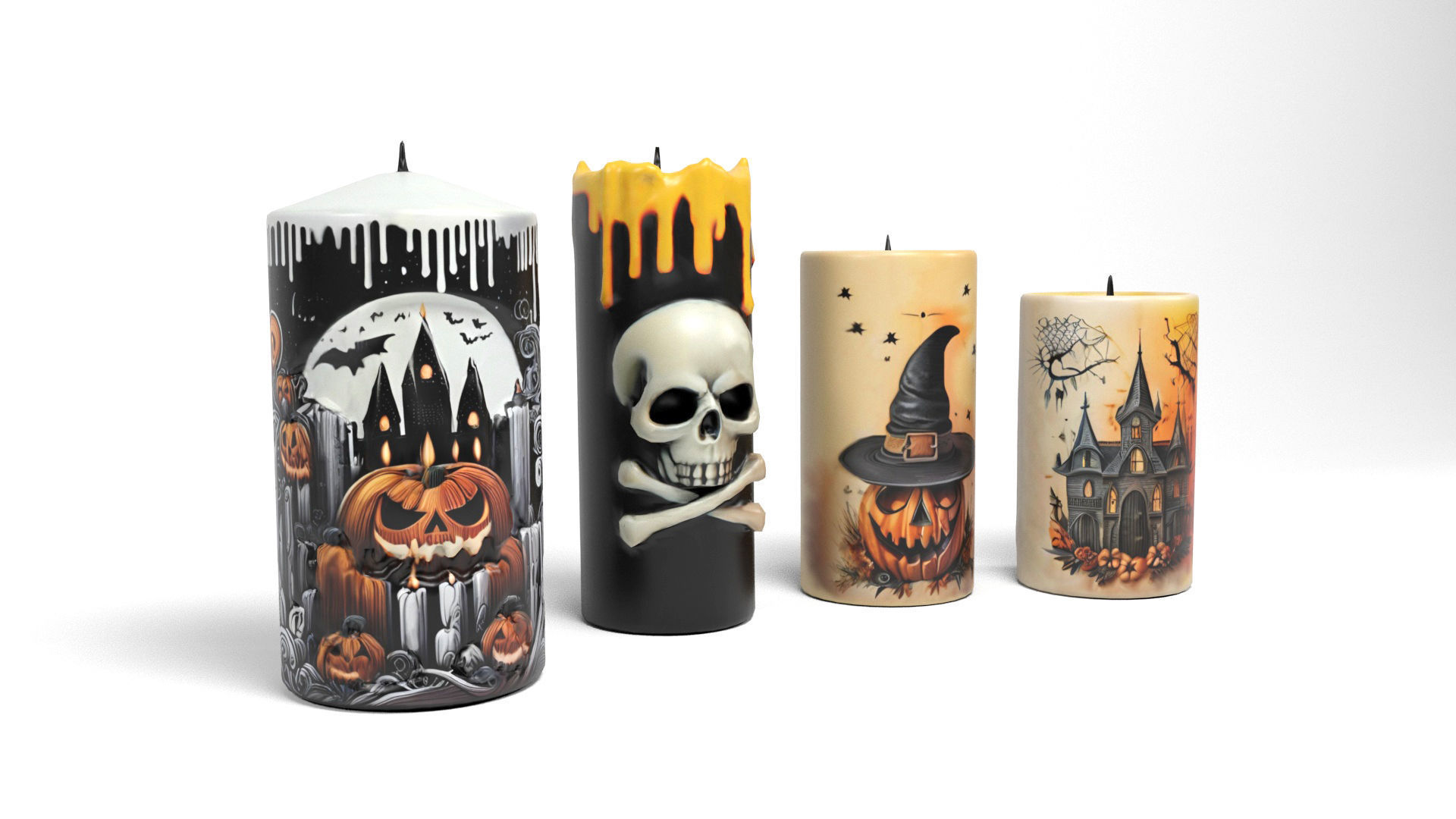 Halloween Candles Low-poly 3D model_2