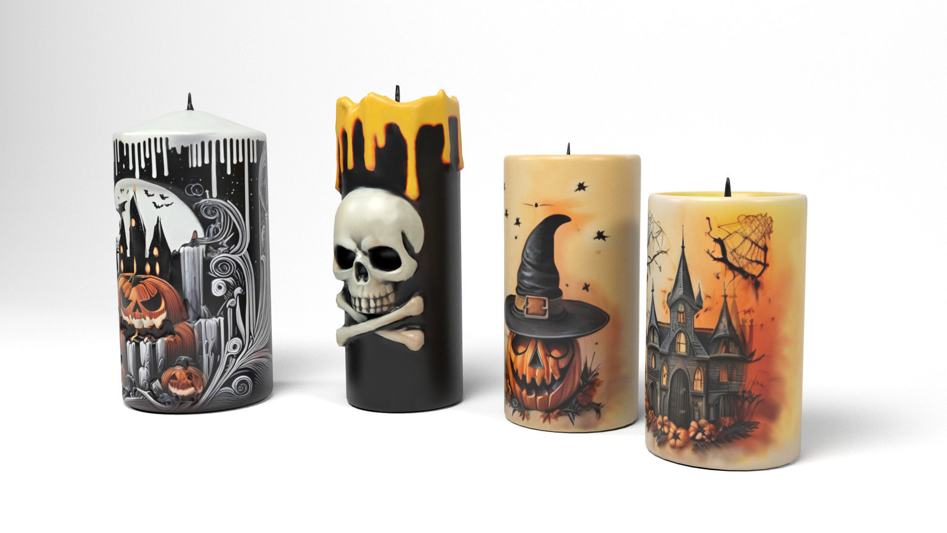 Halloween Candles Low-poly 3D model_1