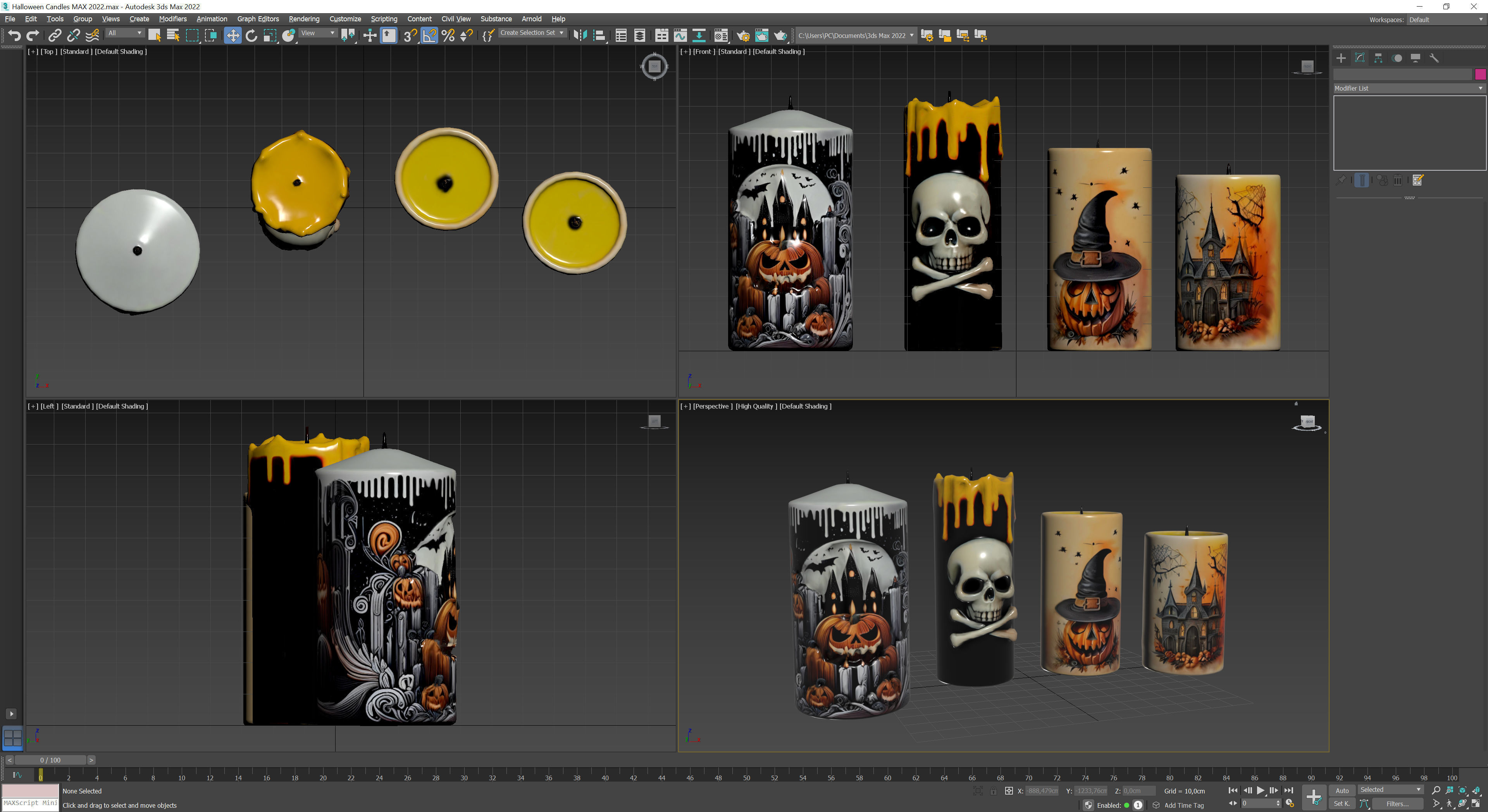 Halloween Candles Low-poly 3D model_9