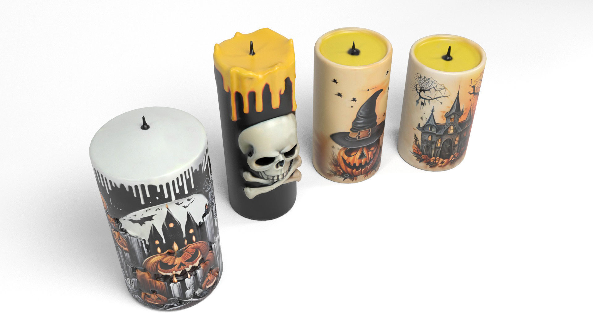 Halloween Candles Low-poly 3D model_4
