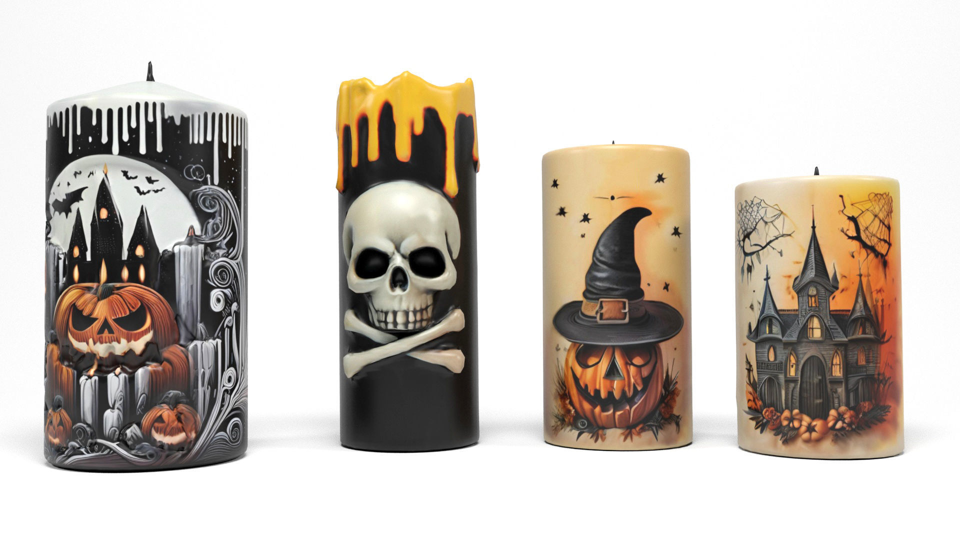 Halloween Candles Low-poly 3D model_3
