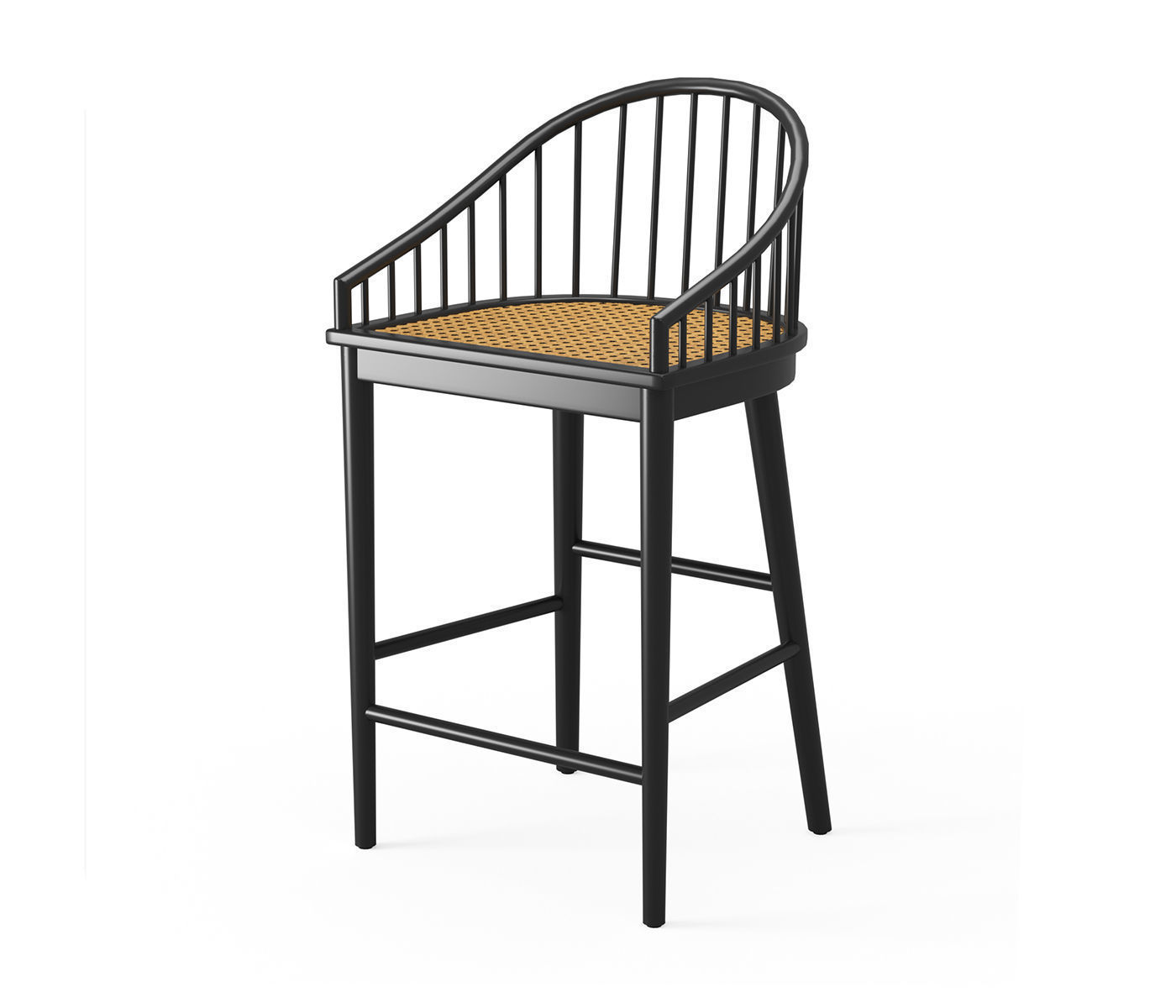 Elegant Black Millbrook Counter Stool 3D model_2