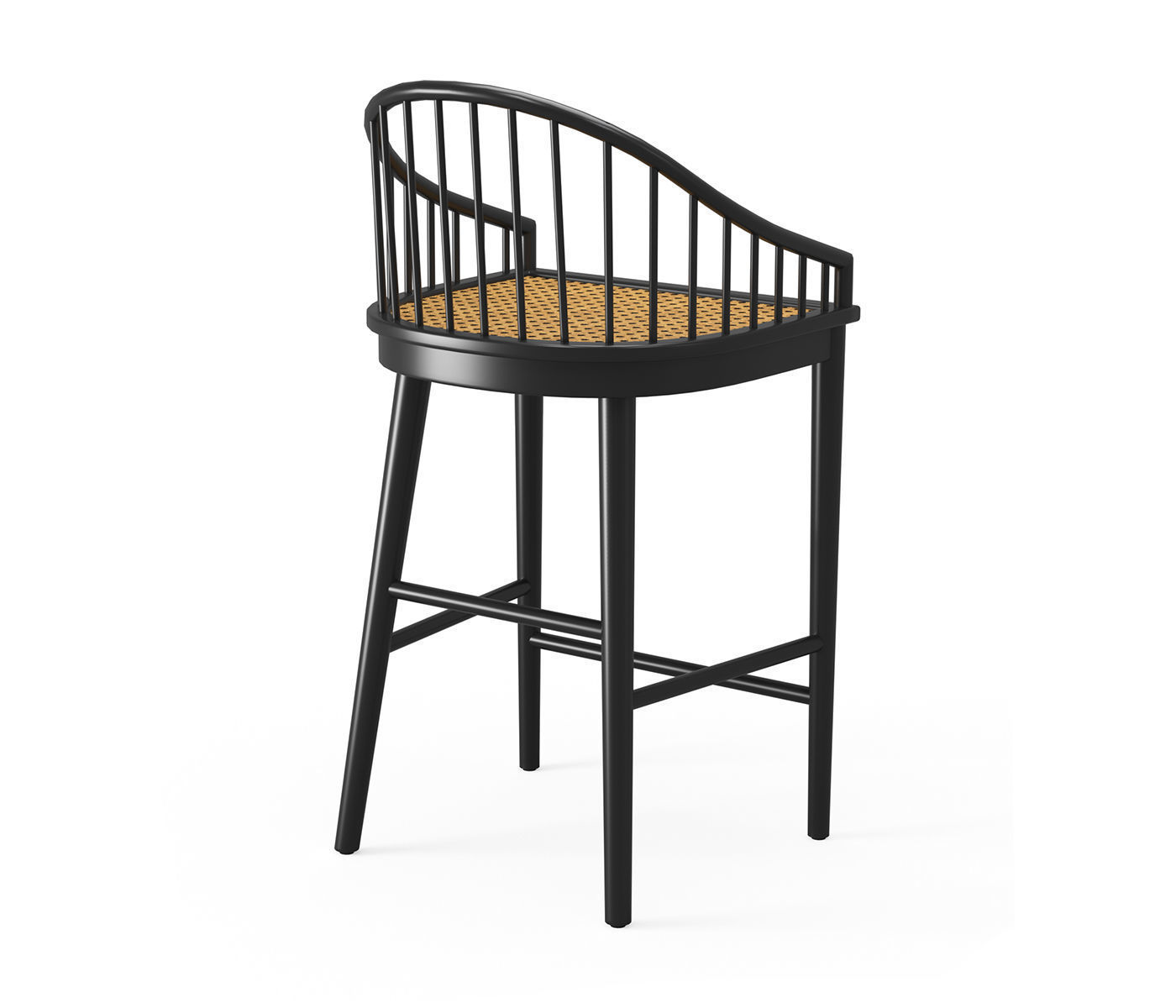 Elegant Black Millbrook Counter Stool 3D model_4