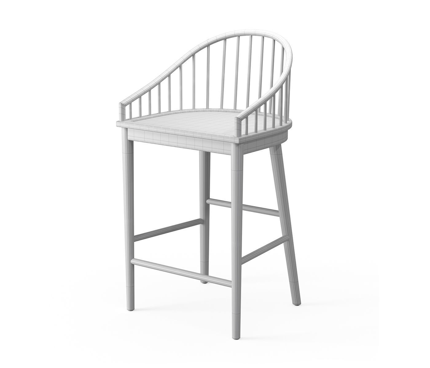 Elegant Black Millbrook Counter Stool 3D model_5