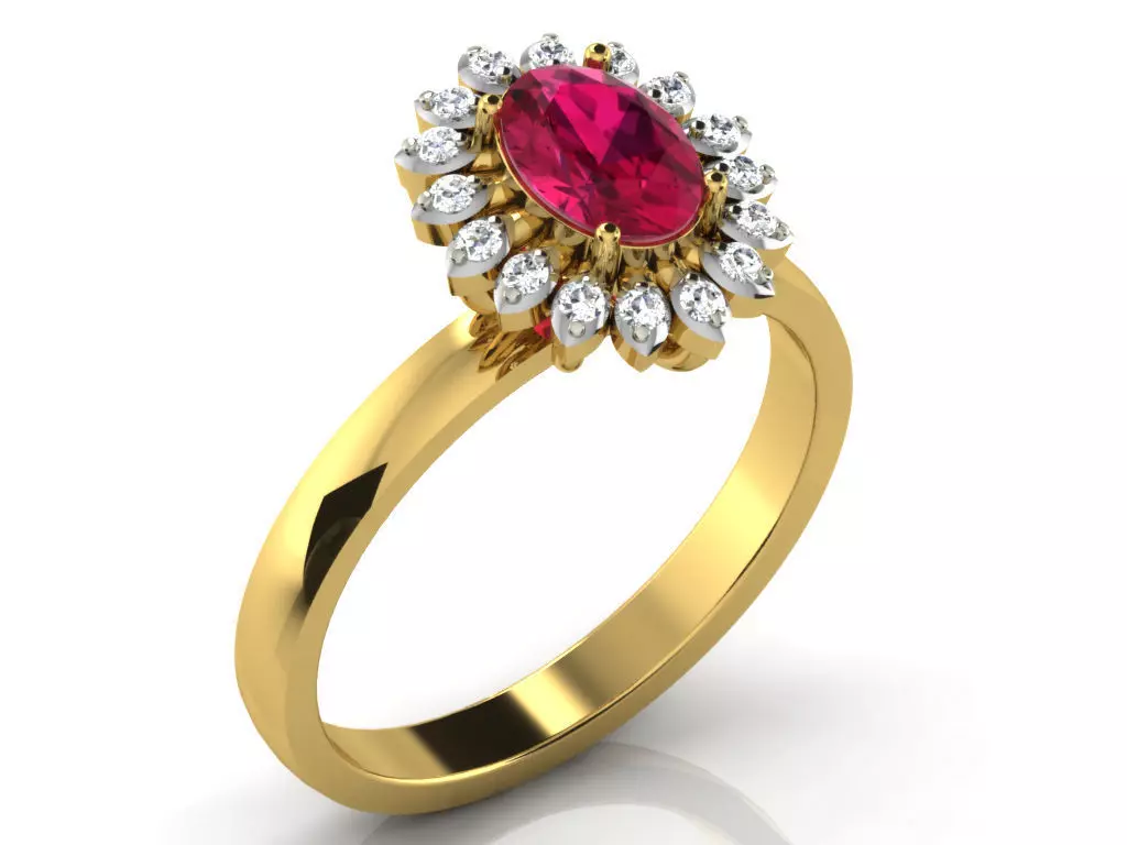 Light Weight Yellow Gold Diamond Ring DR-6775 3D print model