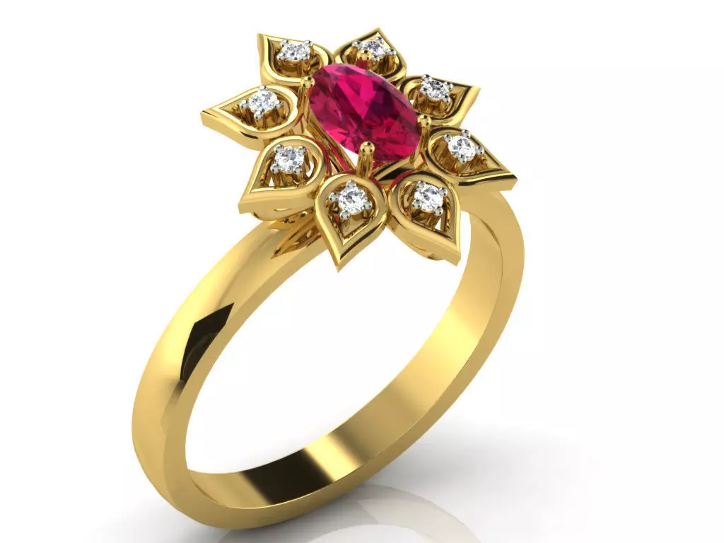 Light Weight Yellow Gold Diamond Ring DR-6785 3D print model