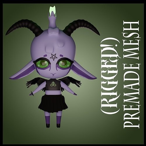 Baby Baphomet Rigged Model Low-poly 3D model