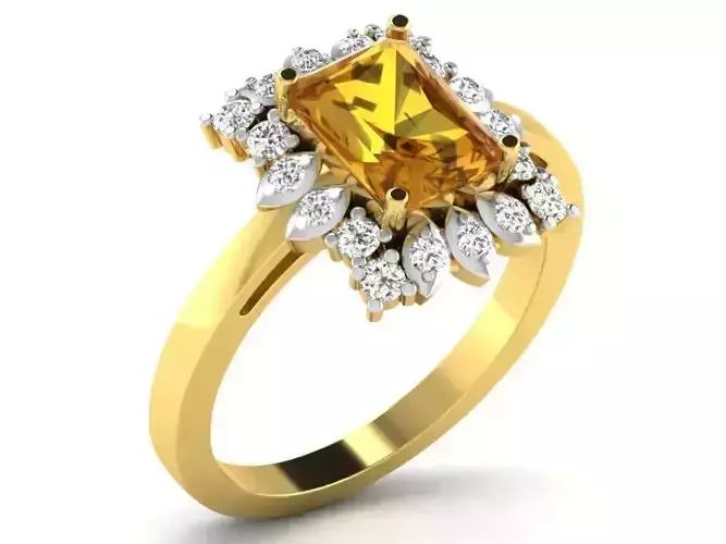 Light Weight Yellow Gold Diamond Ring DR-6815