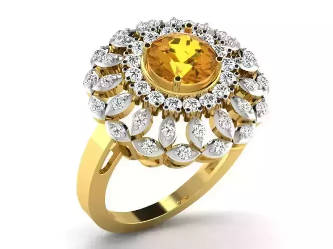 Light Weight Yellow Gold Diamond Ring DR-6821