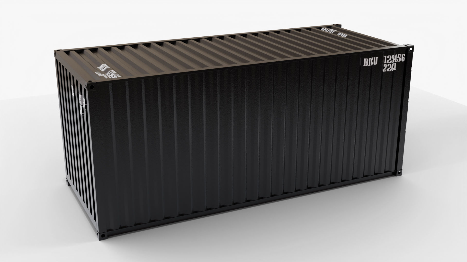 20Ft Cargo Container - Black - Clean 3D model_4