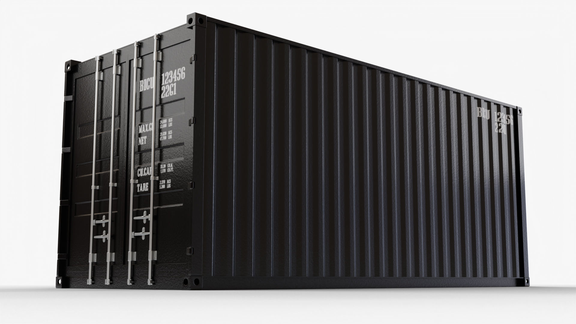 20Ft Cargo Container - Black - Clean 3D model_3